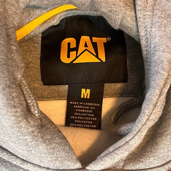 Caterpillar Men's Grey Pullover Hooded Long Sleeve Sweatshirt. Size M - Picture 3 of 8